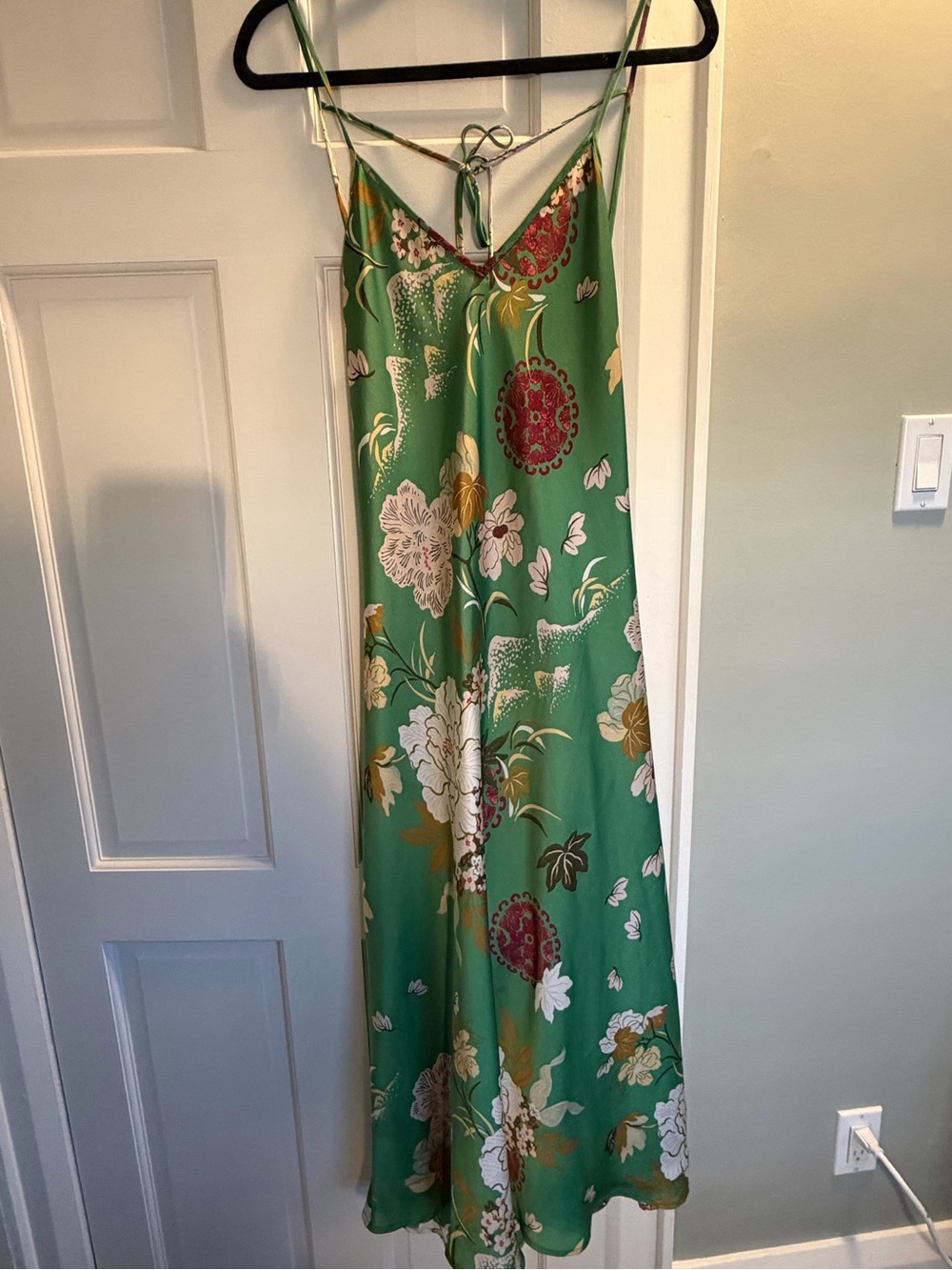 Zara Green Floral Slip Jumpsuit with Red & Cream Accents